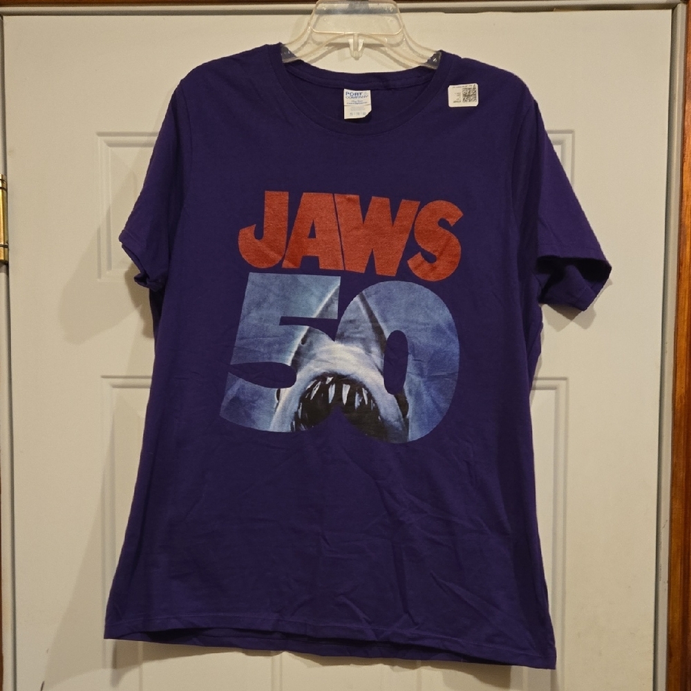 Jaws 50th Anniversary Logo Front & Back T-Shirt Womens XL